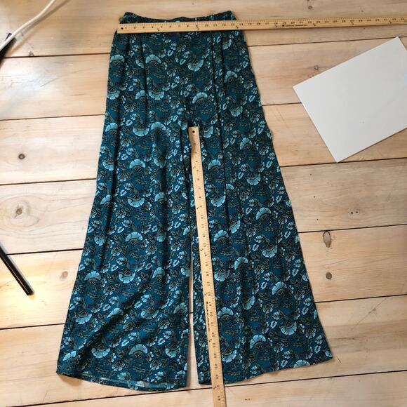Band of the Free NWT Elise Floral Wide Leg Pull On Pants Deep Teal Aqua S - Picture 9 of 9